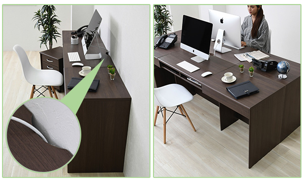 パソコンデスク ワイド サイズが選べるオフィスデスク 引出し付き ( デスク 机 幅180cm 幅190cm 幅200cm 幅210cm ワイドデスク 木目調 2人 オープン収納 収納 ワークデスク PCデスク パソコン 学習机 書斎 棚 配線穴 子ども部屋 ) 【幅190cm】 幅190cm