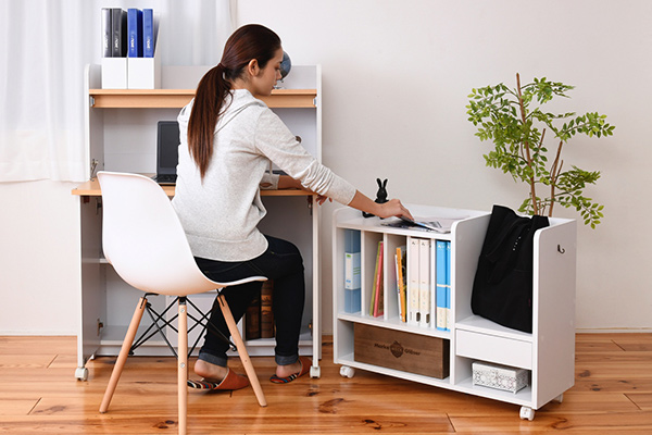 ランドセルラック 幅82cm キャスター付き 木製 カウンター下収納 ( ランドセル収納 ランドセル置き サイドワゴン A4サイズ 引き出し 本棚 子ども 収納棚 ランドセル ワゴン キッズラック お片づけラック ラック 収納 キッズ家具 ) 【ホワイト】 ホワイト