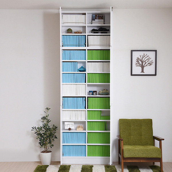 本棚 幅81cm 上置きセット 1cmピッチ ブックシェルフ スリム 薄型 扉付棚 ( 壁面収納 ラック シェルフ コミックラック 大容量 収納棚 コミック収納 漫画収納 ホワイト ブラウン ライトブラウン 木目 おしゃれ 上置き付き ) 【ライトブラウン】 ライトブラウン