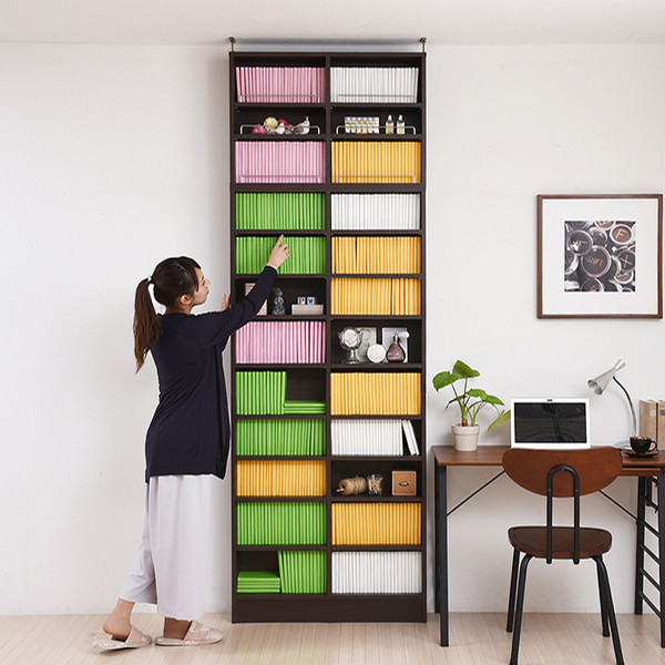 本棚 幅81cm 上置きセット 1cmピッチ ブックシェルフ スリム 薄型 オープン棚 ( 壁面収納 ラック シェルフ コミックラック 大容量 収納棚 コミック収納 漫画収納 ホワイト ブラウン ライトブラウン 木目 おしゃれ 上置き付き ) 【ライトブラウン】 ライトブラウン