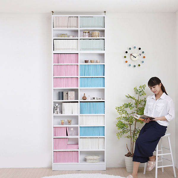 本棚 幅81cm 上置きセット 1cmピッチ ブックシェルフ スリム 薄型 オープン棚 ( 壁面収納 ラック シェルフ コミックラック 大容量 収納棚 コミック収納 漫画収納 ホワイト ブラウン ライトブラウン 木目 おしゃれ 上置き付き ) 【ライトブラウン】 ライトブラウン