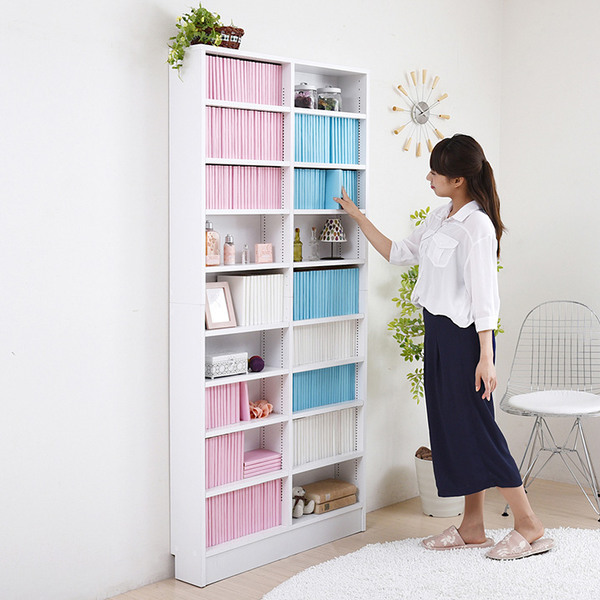 本棚 幅81cm 1cmピッチ ブックシェルフ スリム 薄型 オープン棚 ( 壁面収納 ラック シェルフ コミックラック 大容量 収納棚 コミック収納 漫画収納 ホワイト ブラウン ライトブラウン 木目 おしゃれ ) 【ホワイト】 ホワイト