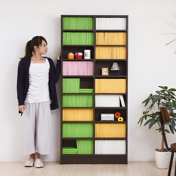 本棚 幅81cm 1cmピッチ ブックシェルフ スリム 薄型 オープン棚 ( 壁面収納 ラック シェルフ コミックラック 大容量 収納棚 コミック収納 漫画収納 ホワイト ブラウン ライトブラウン 木目 おしゃれ ) 【ホワイト】 ホワイト