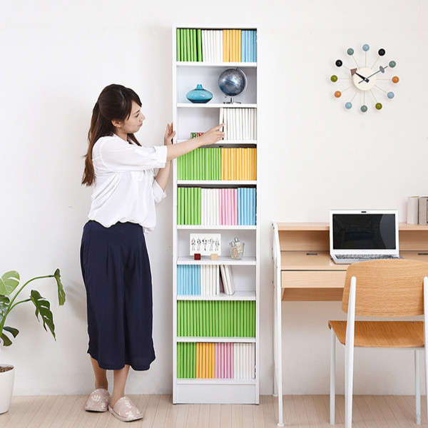 本棚 幅41.5cm 1cmピッチ ブックシェルフ スリム 薄型 オープン棚 ( 壁面収納 ラック シェルフ コミックラック 大容量 収納棚 コミック収納 漫画収納 ホワイト ブラウン ライトブラウン 木目 おしゃれ ) 【ダークブラウン】 ダークブラウン