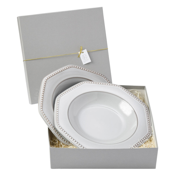 ギフトセット 食器 パスタボウル ペアギフト Roots Colline 磁器 美濃焼 日本製 （ 食洗機対応 電子レンジ対応 食器セット ペア リム皿 グレー 耐熱 オーブン対応 お皿 セット おしゃれ かわいい プレゼント ギフト ）