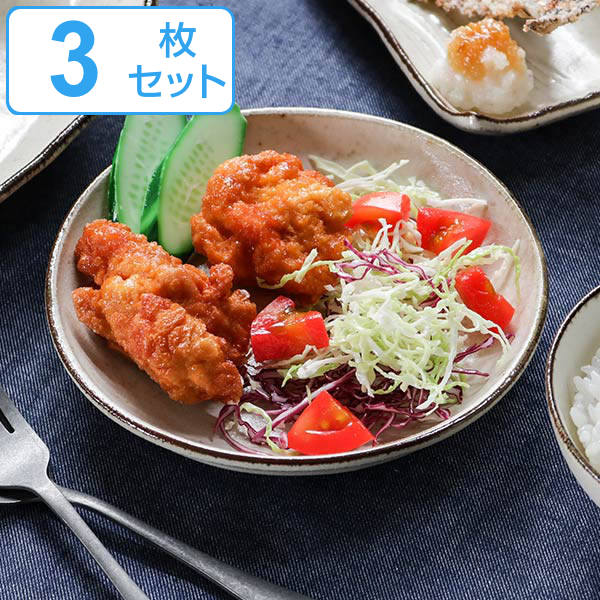 プレート 17cm COTON 皿 食器 洋食器 和食器 磁器 日本製 同色3枚セット （ 食洗機対応 電子レンジ対応 中皿 丸 取り皿 耐熱 オーブン対