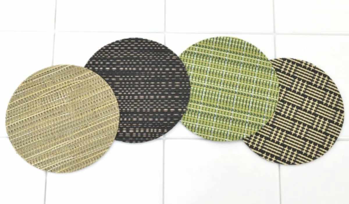 コースター 丸 朱子織り 5枚セット ( ストロングコースター キッチン雑貨 キッチン用品 ) 【ブラック】 ブラック