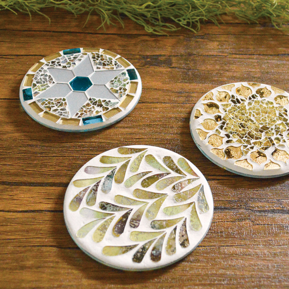 コースター ルミエールブリエ ( マット アクセサリートレイ ガラス モザイクガラス 丸 四角 キラキラ おしゃれ かわいい アジアン雑貨 アンティーク風 カフェ ) 【HNB】 HNB