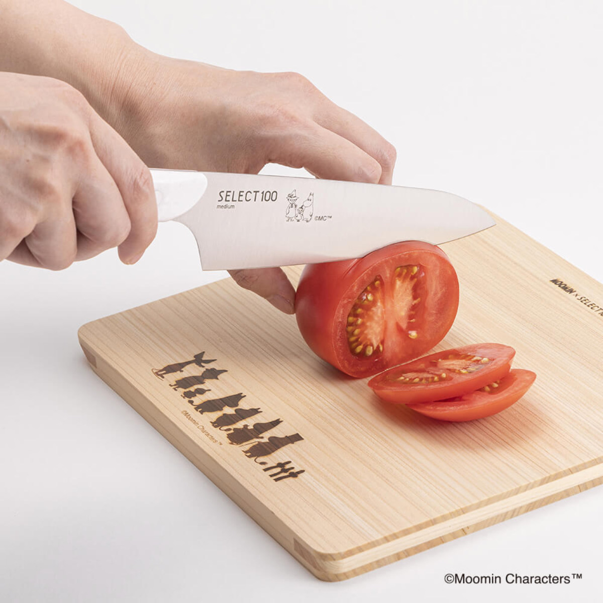 包丁 14.5cm SELECT100×ムーミン キッチンナイフ 貝印 ( セレクト100 小三徳包丁 料理包丁 万能包丁 食洗機対応 文化包丁 三徳包丁 三徳ナイフ ミニ 果物ナイフ 家庭用 ナイフ リトルミイ ほうちょう 人工大理石 ハンドル )