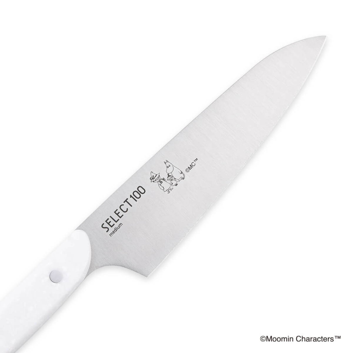 包丁 14.5cm SELECT100×ムーミン キッチンナイフ 貝印 ( セレクト100 小三徳包丁 料理包丁 万能包丁 食洗機対応 文化包丁 三徳包丁 三徳ナイフ ミニ 果物ナイフ 家庭用 ナイフ リトルミイ ほうちょう 人工大理石 ハンドル )