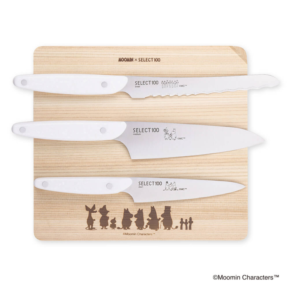 包丁 14.5cm SELECT100×ムーミン キッチンナイフ 貝印 ( セレクト100 小三徳包丁 料理包丁 万能包丁 食洗機対応 文化包丁 三徳包丁 三徳ナイフ ミニ 果物ナイフ 家庭用 ナイフ リトルミイ ほうちょう 人工大理石 ハンドル )