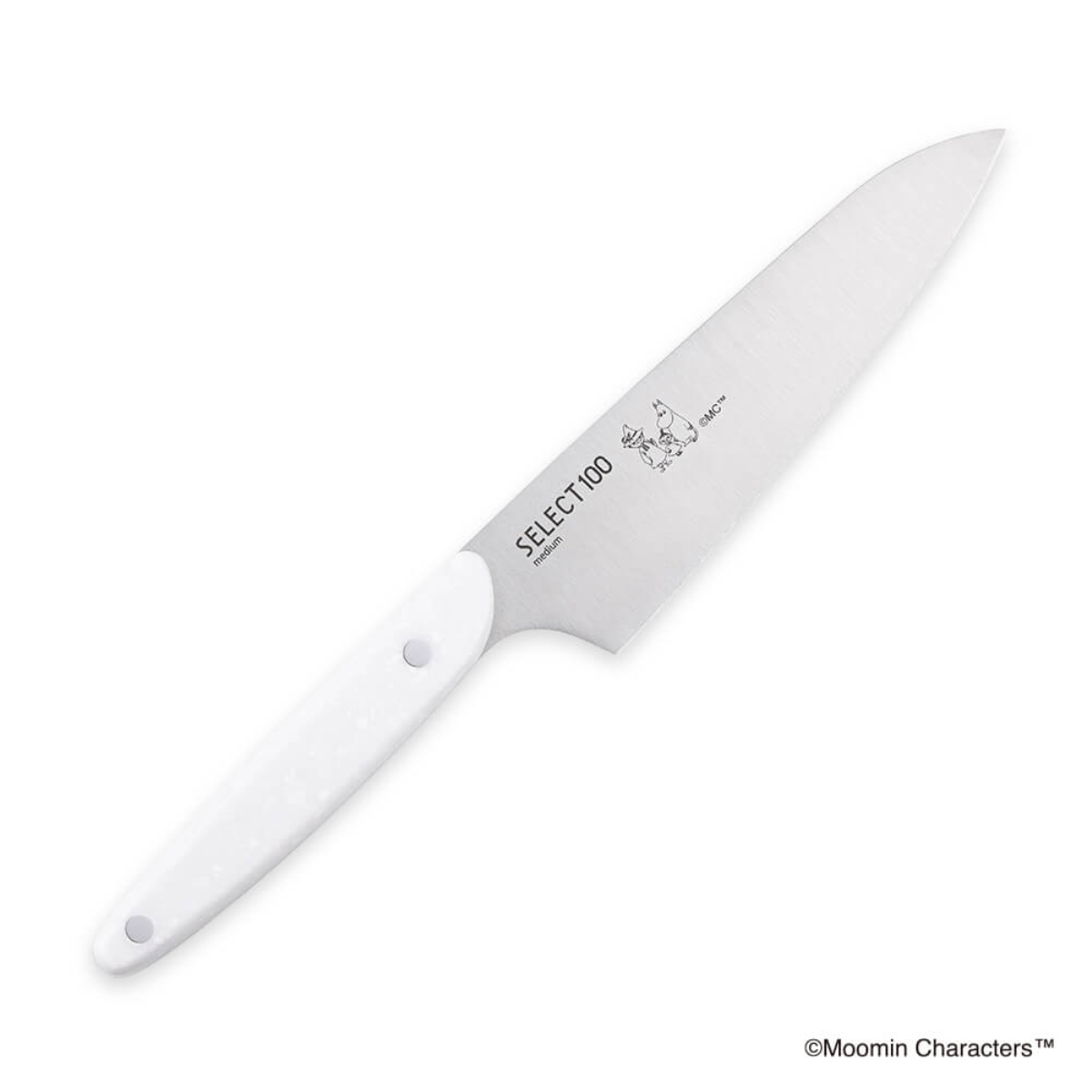 包丁 14.5cm SELECT100×ムーミン キッチンナイフ 貝印 ( セレクト100 小三徳包丁 料理包丁 万能包丁 食洗機対応 文化包丁 三徳包丁 三徳ナイフ ミニ 果物ナイフ 家庭用 ナイフ リトルミイ ほうちょう 人工大理石 ハンドル )