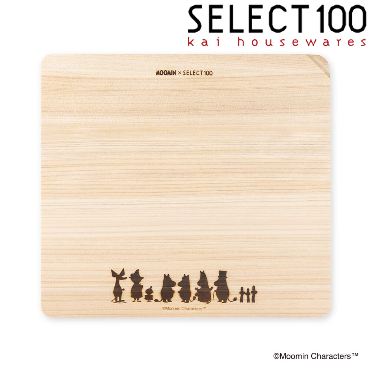 まな板 23×21cm SELECT100×ムーミン ひのき製 日本製 （ セレクト100 まないた 俎板 マナイタ 天然木 檜 ひのき ヒノキ コンパクト 薄型 軽量 木製まな板 キッチンツール 調理器具 ）