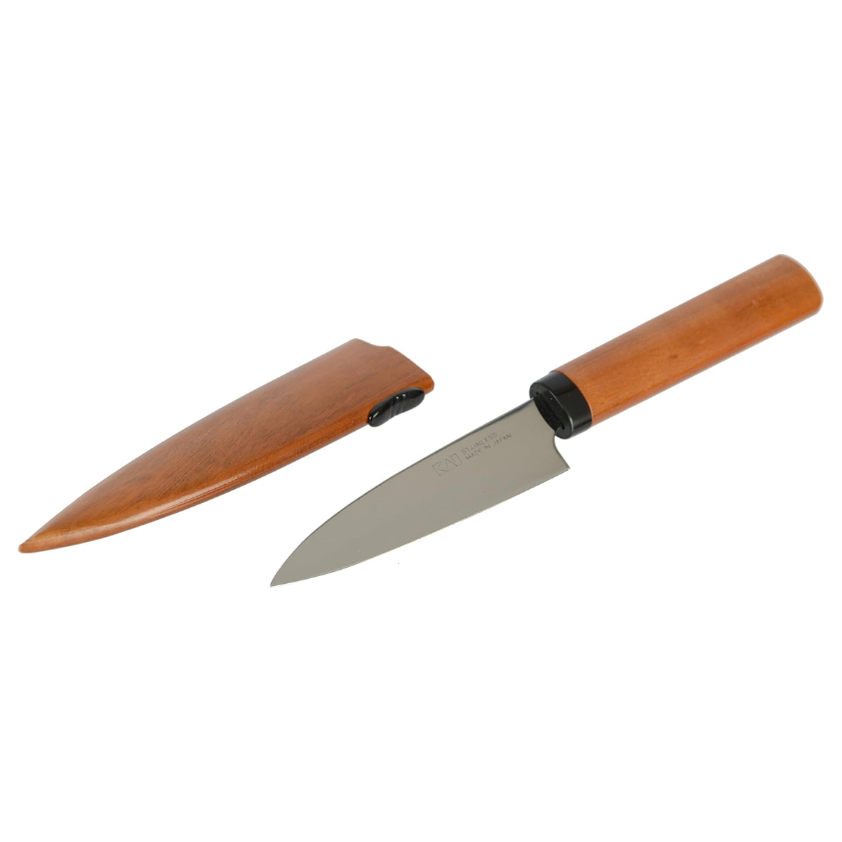 果物ナイフ 木鞘フルーツナイフ サヤ付き ステンレス製 カイハウスセレクト 日本製 ( 果物包丁 小型包丁 包丁 ナイフ ステンレス 切れ味抜群 長持ち 調理器具 天然木 国産包丁 ほうちょう 錆びにくい カバー付き アウトドア )