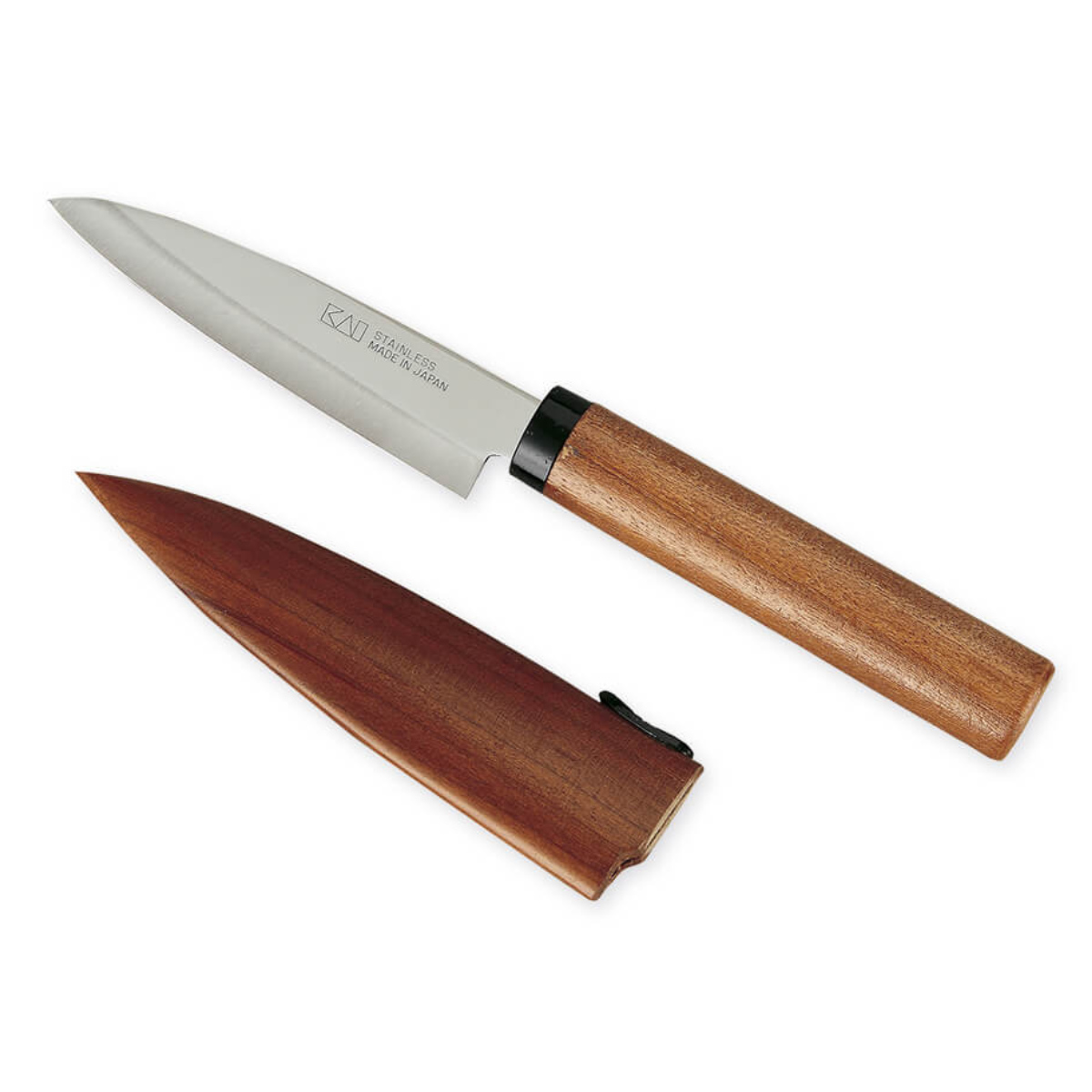 ペティナイフ 果物ナイフ サヤ付き フルーツナイフ 木鞘 ( 果物包丁 小型包丁 包丁 ナイフ ステンレス 切れ味抜群 長持ち 調理器具 天然木 国産包丁 ほうちょう 錆びにくい カバー付き アウトドア )