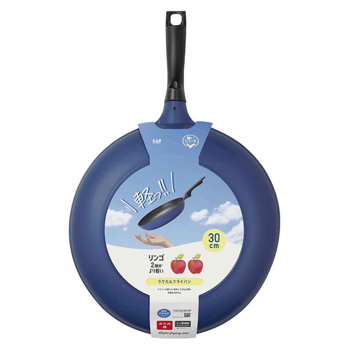 フライパン 30cm ラクカルフライパン フッ素加工 貝印 ( ガス火専用 炒め鍋 いため鍋 ふっ素加工 軽量 軽い 30センチ フッ素コーティング アルミ製 こびりつきにくい 焦げ付きにくい 大きい 調理用品 )