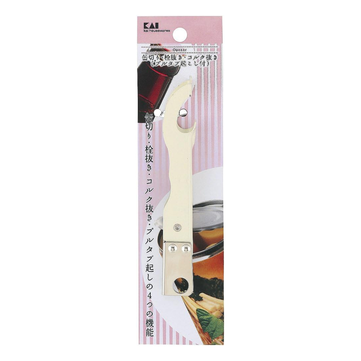 缶切り 栓抜き 三徳缶切 コルク抜き付 wellness 貝印 日本製 ( コルク抜き 缶切 缶オープナー キッチンツール プルタブ 開ける キッチン用品 台所用品 便利グッズ アウトドア キャンプ 防災グッズ 多機能 )