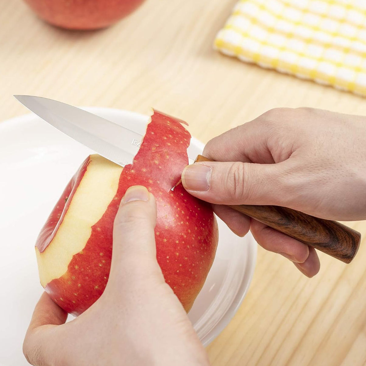 ペティナイフ 果物ナイフ サヤ付き フルーツナイフ ウッドスタイル （ 包丁 果物包丁 フルーツ包丁 カバー付き 小型包丁 小型ナイフ 木目調 キッチンナイフ アウトドア ）