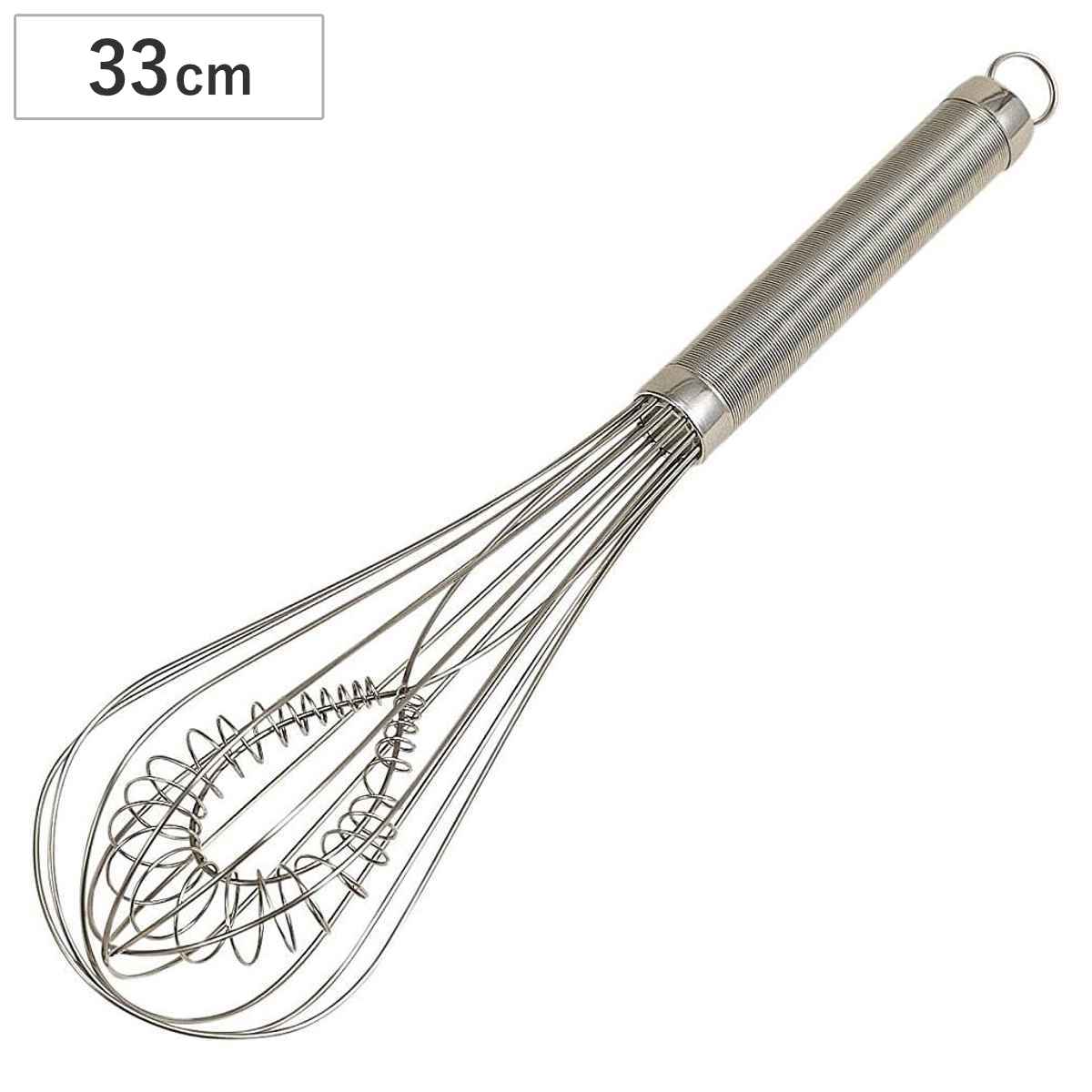 泡立て器 ホイッパー 33cm ステンレス製 貝印 （ 泡だて器 泡たて器 調理器具 製菓道具 泡立器 お菓子作り 二重構造 ワイヤー 泡立ち易い 時短 製菓グッズ 泡立て 持ちやすい 持ち手 太い 撹拌 混ぜる 混和 ）