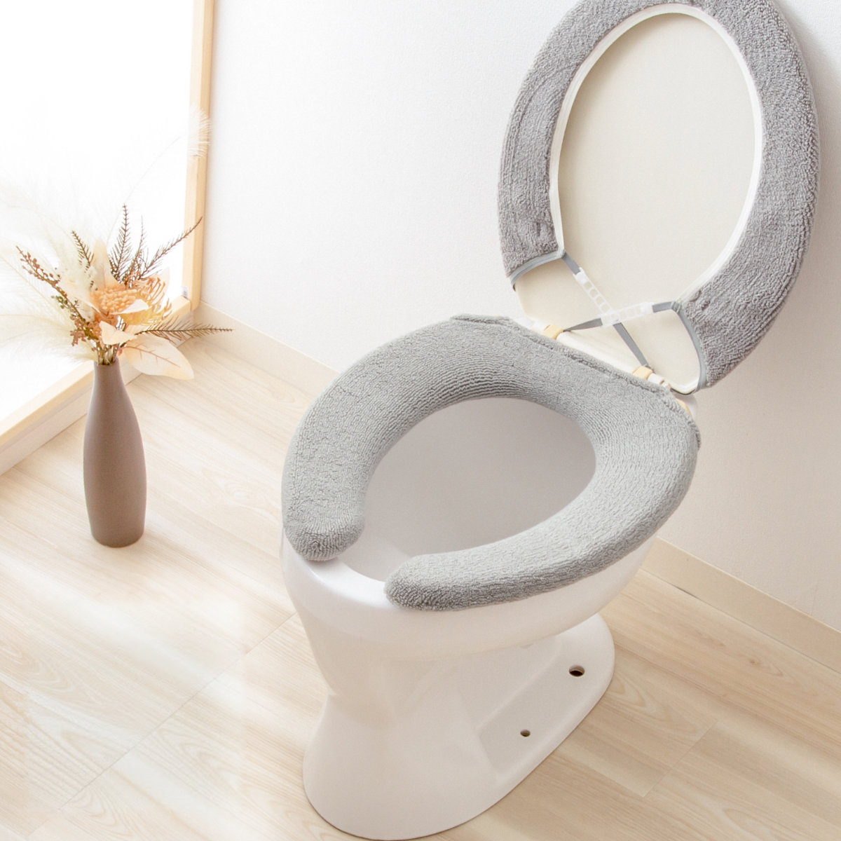 便座カバー SELECT JUST FIT トイレ便座カバー U型 ( 便座 カバー トイレ用品 U型用 洗える トイレ 伸びる トイレカバー U型便座専用 ふんわり 伸縮 冷たくない 無地 ) 【アースグリーン】 アースグリーン