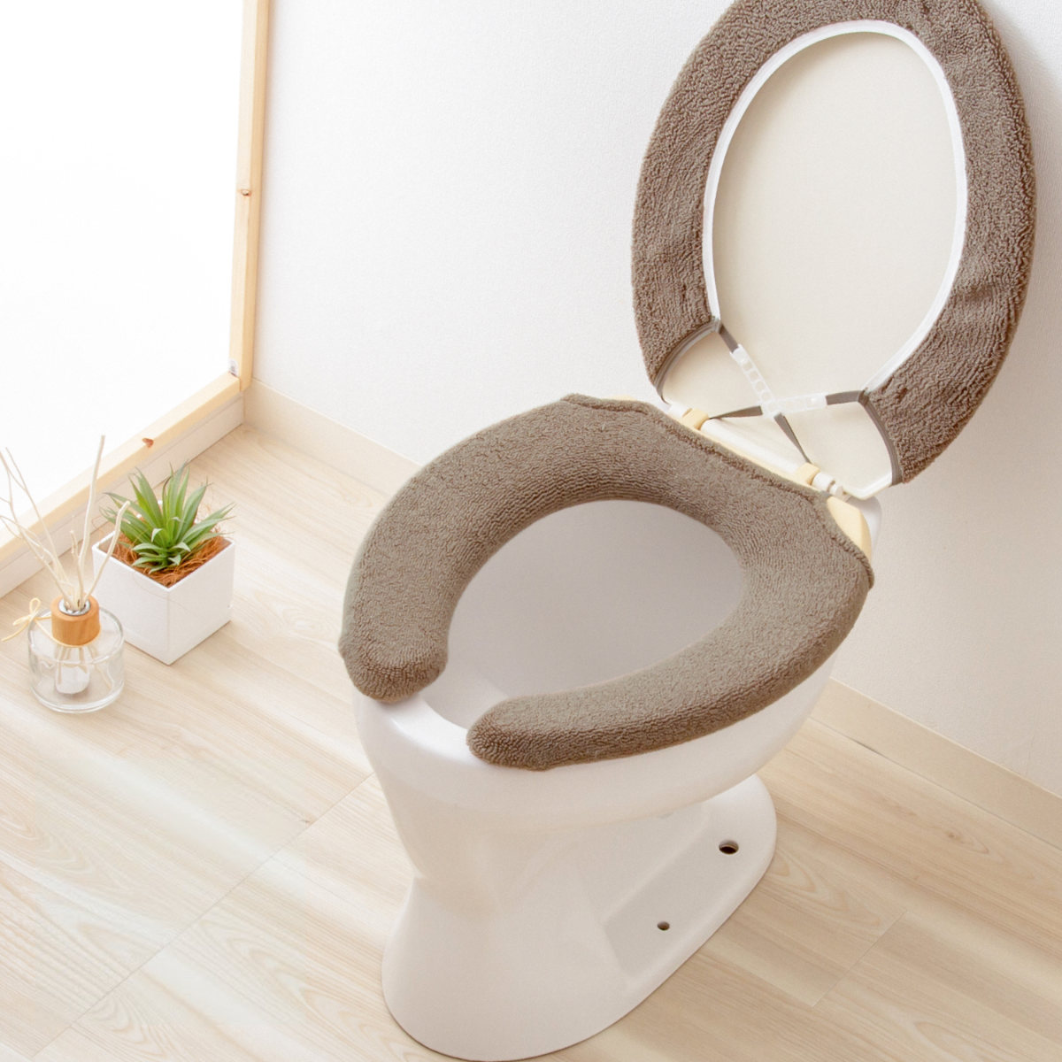 便座カバー SELECT JUST FIT トイレ便座カバー U型 ( 便座 カバー トイレ用品 U型用 洗える トイレ 伸びる トイレカバー U型便座専用 ふんわり 伸縮 冷たくない 無地 ) 【アースグリーン】 アースグリーン