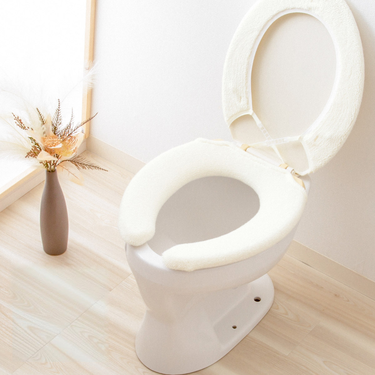 便座カバー SELECT JUST FIT トイレ便座カバー U型 ( 便座 カバー トイレ用品 U型用 洗える トイレ 伸びる トイレカバー U型便座専用 ふんわり 伸縮 冷たくない 無地 ) 【アースグリーン】 アースグリーン