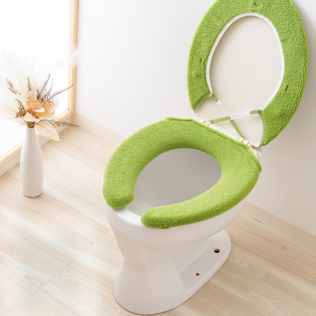 便座カバー SELECT JUST FIT トイレ便座カバー U型 ( 便座 カバー トイレ用品 U型用 洗える トイレ 伸びる トイレカバー U型便座専用 ふんわり 伸縮 冷たくない 無地 ) 【アースグリーン】 アースグリーン