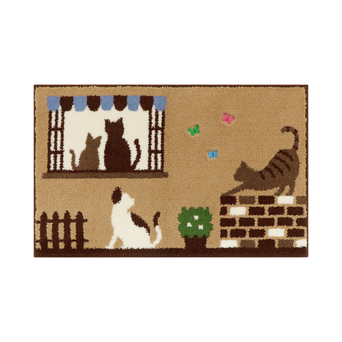 キッチンマット インテリアマット キャットストリート 50×80cm ( マット フロアマット マルチマット 玄関マット ラグマット 抗菌 キッチン ミニキッチン 洗面所 室内 ラグ 滑り止め加工 かわいい ネコ 猫 ) 【グレー】 グレー