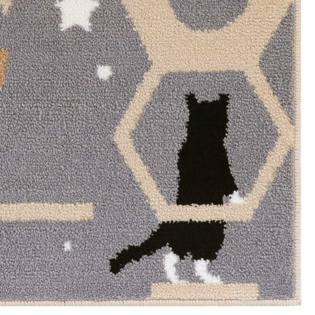 キッチンマット インテリアマット キャットストリート 45×120cm ( キッチン マット 45cm 120cm 台所マット マルチマット ラグマット キッチンラグ 滑り止め加工 キッチン用マット おしゃれ 長方形 かわいい ネコ 猫 ) 【ベージュ】 ベージュ