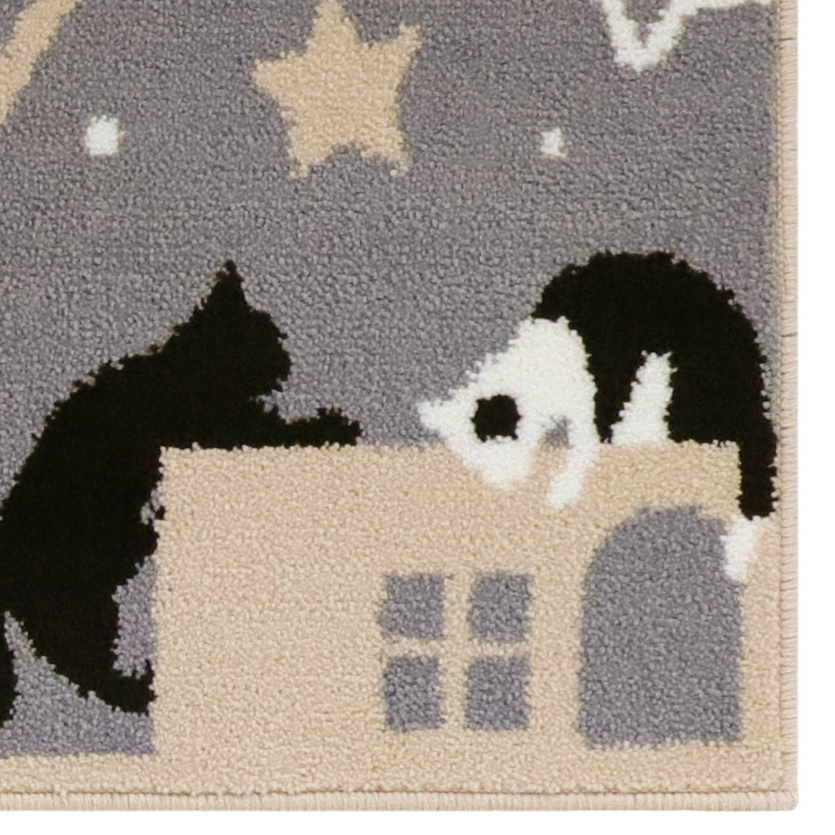 キッチンマット インテリアマット キャットストリート 45×180cm ( キッチン マット 45cm 180cm 台所マット マルチマット ラグマット キッチンラグ 滑り止め加工 キッチン用マット おしゃれ 長方形 かわいい ネコ 猫 ) 【ベージュ】 ベージュ