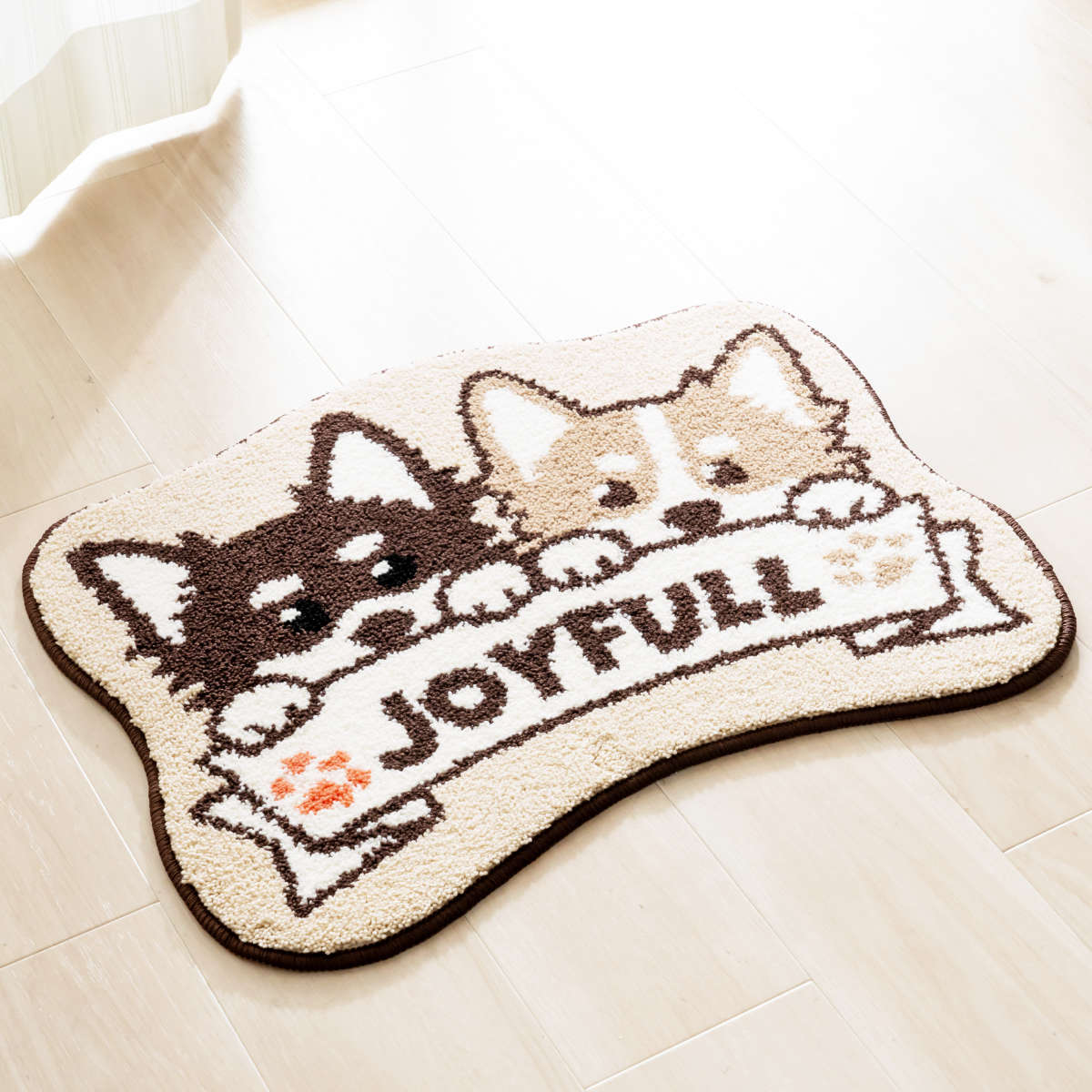 玄関マット 室内 マルチマット 45×60 ( 洗える 滑り止め かわいい コンパクト ふかふか 抗菌加工 幅60cm マット ラグ トイレ 寝室 ペット 洗濯機で洗える インテリア 洗面 チワワ 豆しば ハチワレ 猫 ) 【ミケ】 ミケ