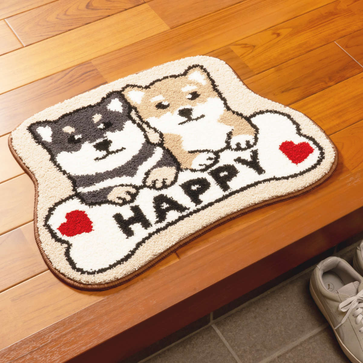 玄関マット 室内 マルチマット 45×60 ( 洗える 滑り止め かわいい コンパクト ふかふか 抗菌加工 幅60cm マット ラグ トイレ 寝室 ペット 洗濯機で洗える インテリア 洗面 チワワ 豆しば ハチワレ 猫 ) 【ミケ】 ミケ