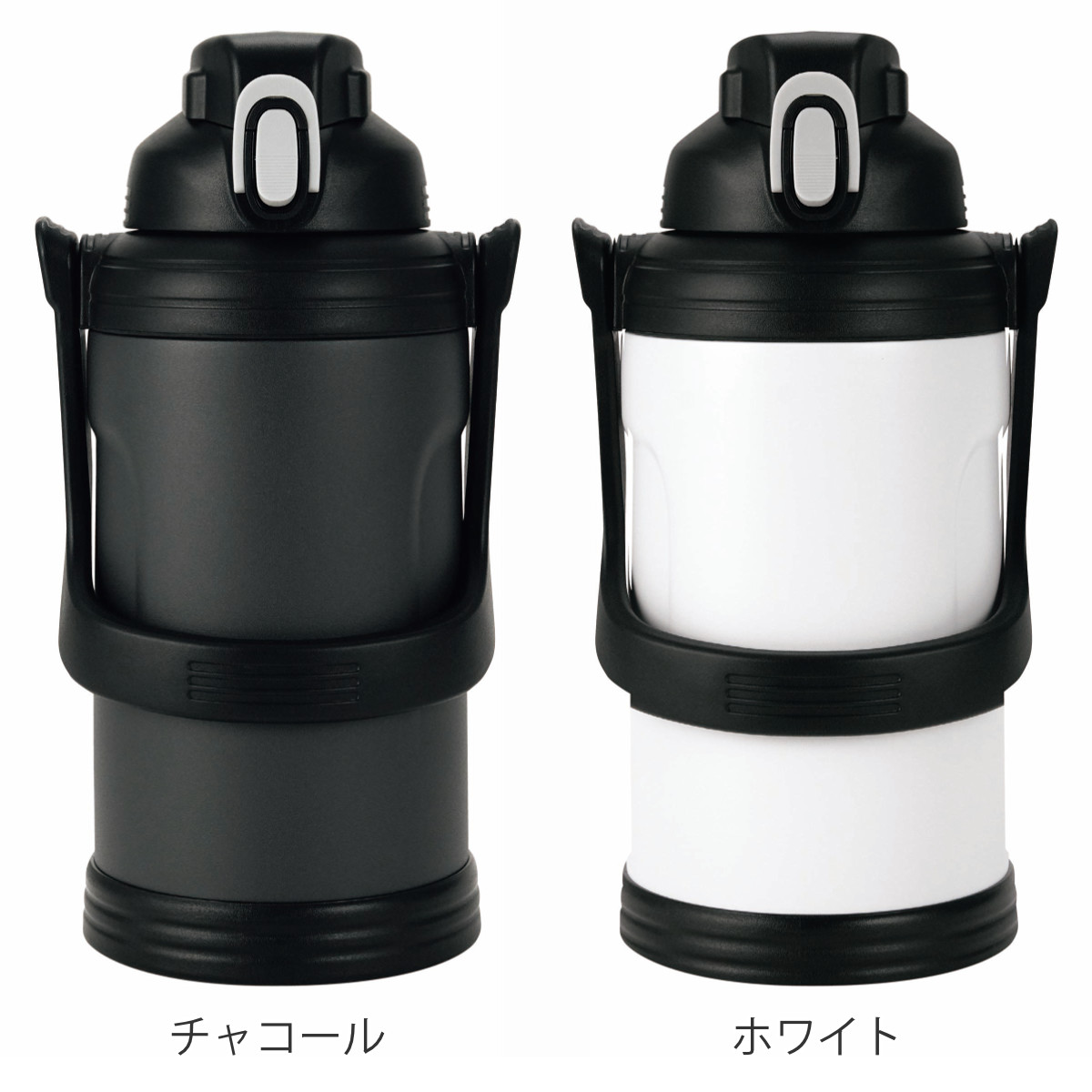 ウォータージャグ2L 大容量 水筒 ( 保冷 直飲み 大きい スポーツボトル スポーツジャグ 直のみ すいとう ワンタッチ ステンレス ハンドル付き ステンレスボトル ) 【ホワイト】 ホワイト