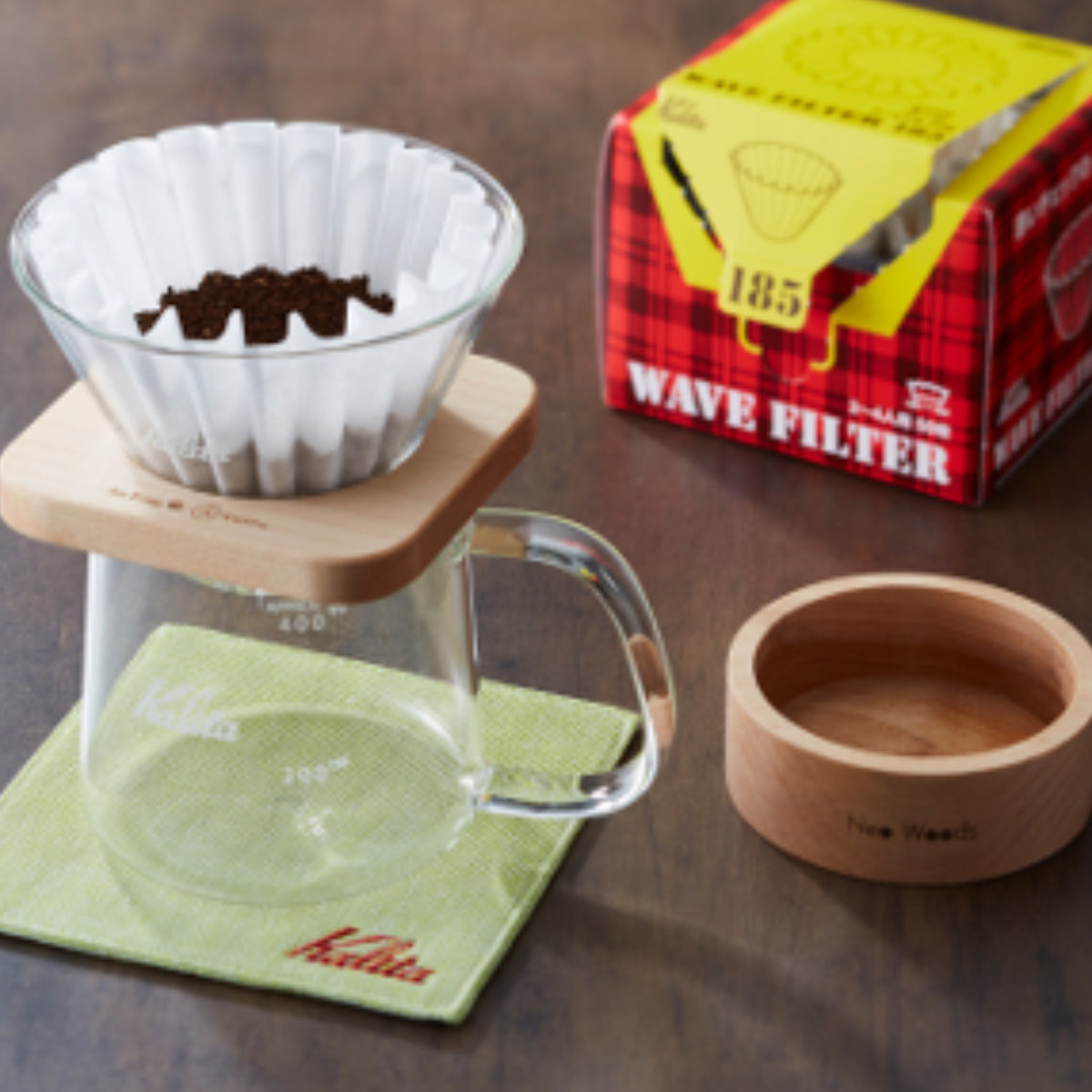 Kalita カリタ ドリッパー WDG-185 角型セット ( 2?4人用 ガラス 耐熱ガラス 三つ穴構造 ドリップ コーヒー コーヒードリッパー おしゃれ ウェーブ ガラスコーヒードリッパー ウェーブドリッパー ホルダー サーバー トレー )