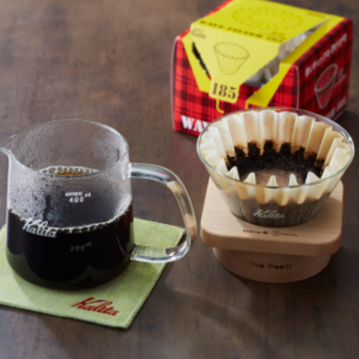 Kalita カリタ ドリッパー WDG-185 角型セット ( 2?4人用 ガラス 耐熱ガラス 三つ穴構造 ドリップ コーヒー コーヒードリッパー おしゃれ ウェーブ ガラスコーヒードリッパー ウェーブドリッパー ホルダー サーバー トレー )