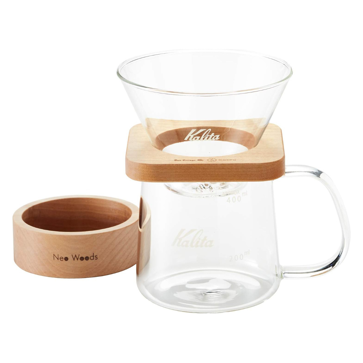 Kalita カリタ ドリッパー WDG-185 角型セット ( 2?4人用 ガラス 耐熱ガラス 三つ穴構造 ドリップ コーヒー コーヒードリッパー おしゃれ ウェーブ ガラスコーヒードリッパー ウェーブドリッパー ホルダー サーバー トレー )