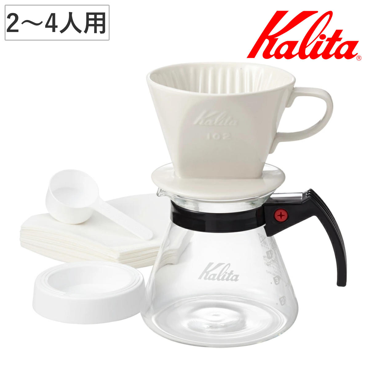 Kalita カリタ ドリップセット 102 ロト セット N （ 2?4人用 ドリッパー サーバー コーヒードリッパー コーヒーサーバー コーヒー おしゃれ 珈琲 用品 器具 コーヒーウェア ハンドドリップ 3つ穴 メジャーカップ 濾紙 ロト受け ）