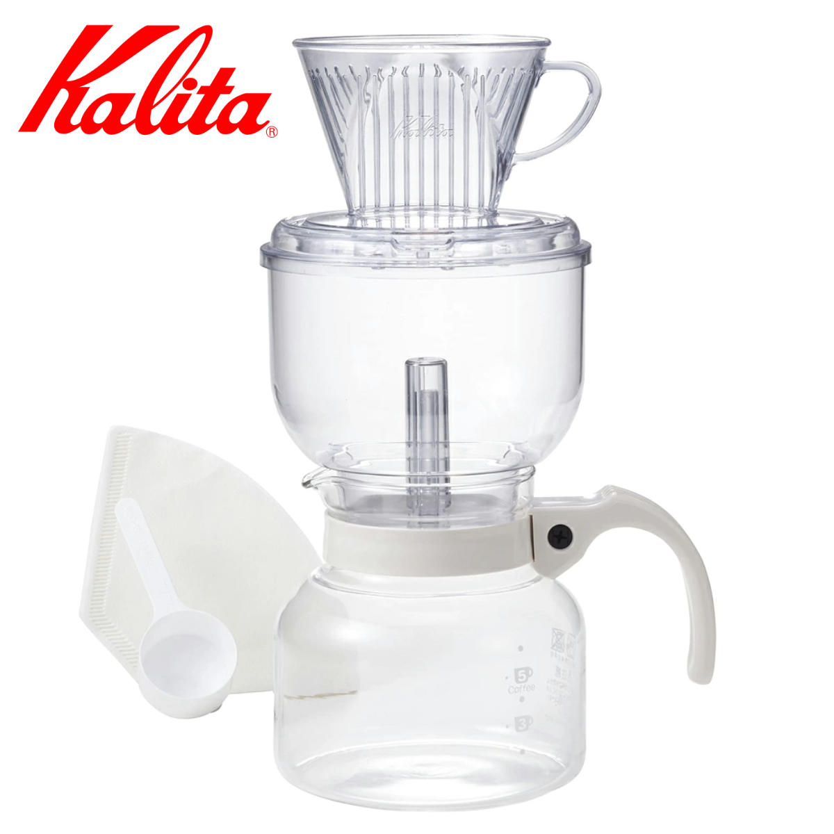Kalita カリタ ドリップセット ST-1 N （ アイス3～5人用 ホット2～4人用 ドリッパー サーバー コーヒードリッパー コーヒーサーバー コーヒー 1台2役 アイス ホット 大容量 冷却器セット おしゃれ 珈琲 3つ穴 メジャーカップ 濾紙 ）