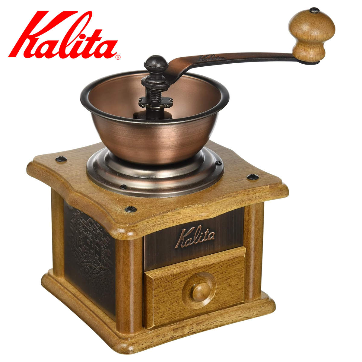Kalita カリタ コーヒー ミル 銅板ミル AC-1 （ 手挽き コーヒー豆 おしゃれ レトロ クラシック 手動 ハンドコーヒーミル コーヒーグラインダー ）