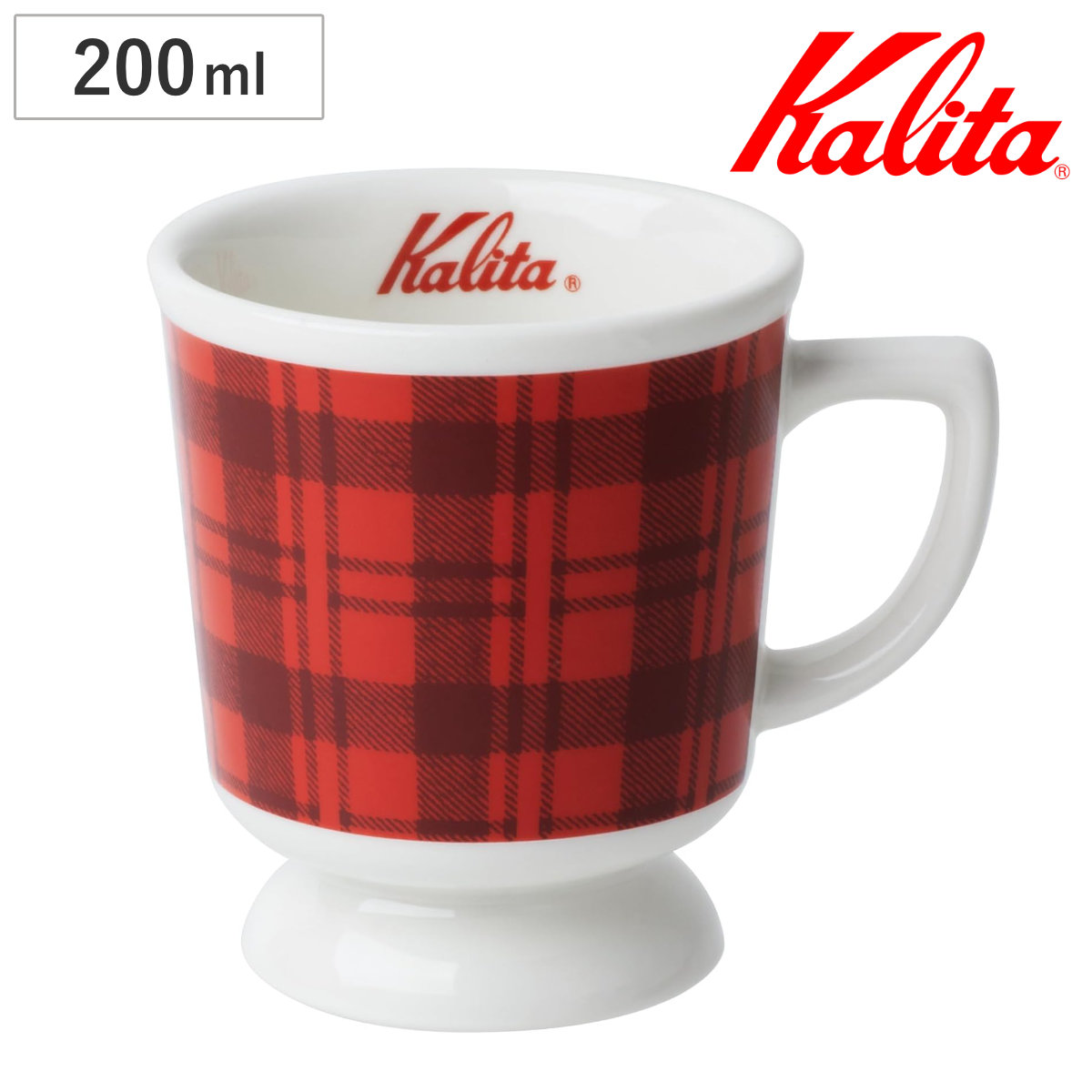 Kalita カリタ マグカップ 200ml カリタチェックレトロマグ S （ 陶磁器 マグ カップ コップ チェック柄 おしゃれ かわいい コーヒーカップ ティーカップ コーヒー 紅茶 レトロ ）