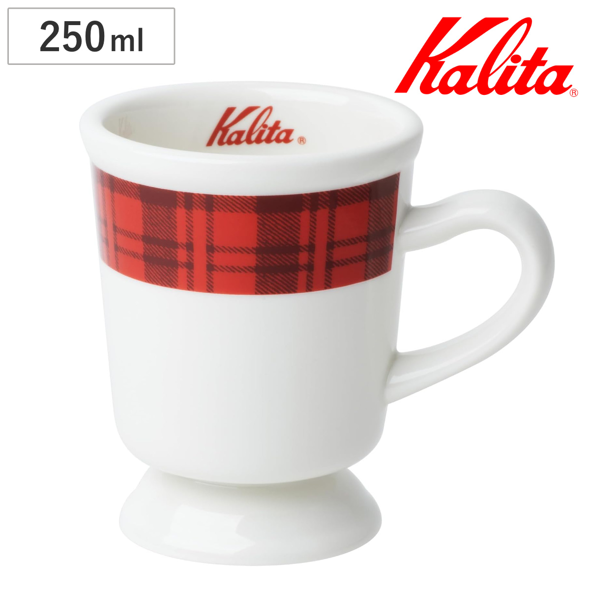 Kalita カリタ マグカップ 250ml カリタチェックレトロマグ L （ 陶磁器 マグ カップ コップ チェック柄 おしゃれ かわいい コーヒーカップ ティーカップ コーヒー 紅茶 レトロ ）