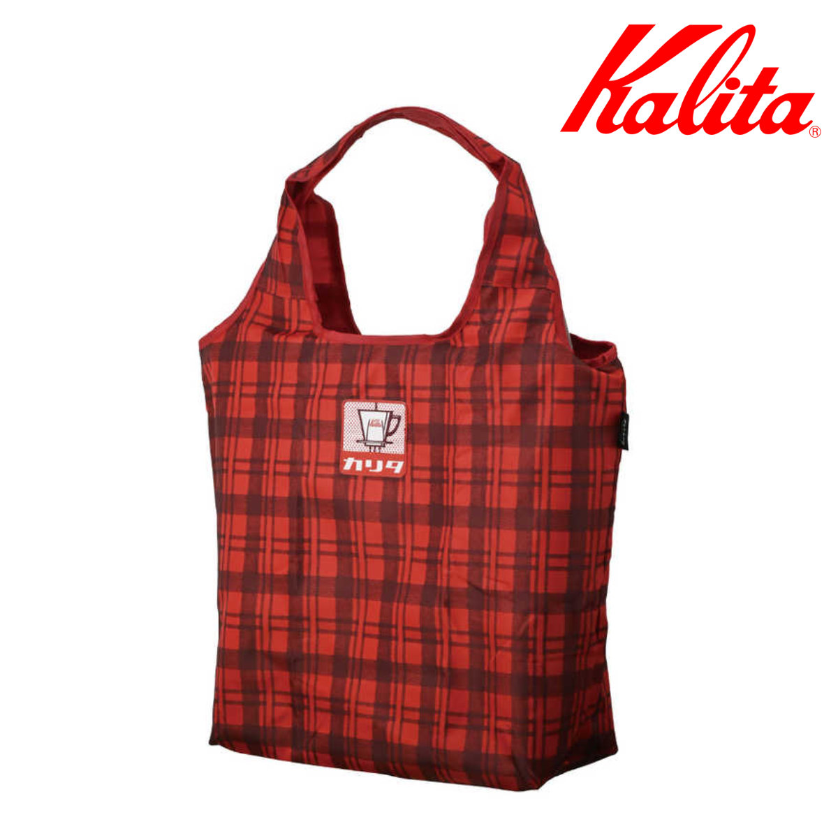 Kalita カリタ エコバッグ 6L カリタチェック ( 折りたたみ マチ付き 大容量 コンパクト おしゃれ かわいい チェック柄 赤 )