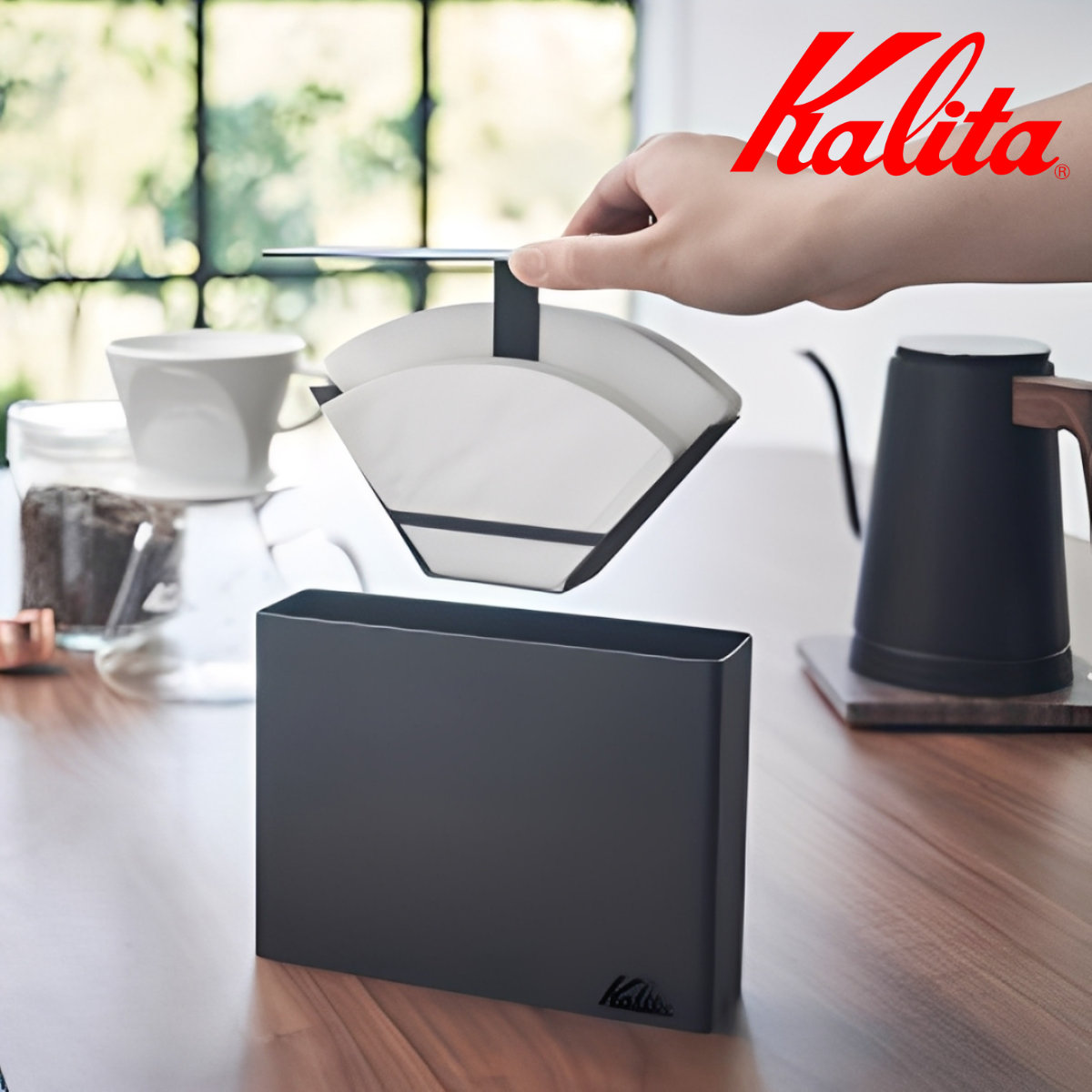 Kalita カリタ コーヒーフィルターケース BK ( 100枚収納可能 スチール コーヒー フィルター ロシ 濾紙 ろし 収納 収納ケース おしゃれ スタイリッシュ シンプル 101/102対応 )
