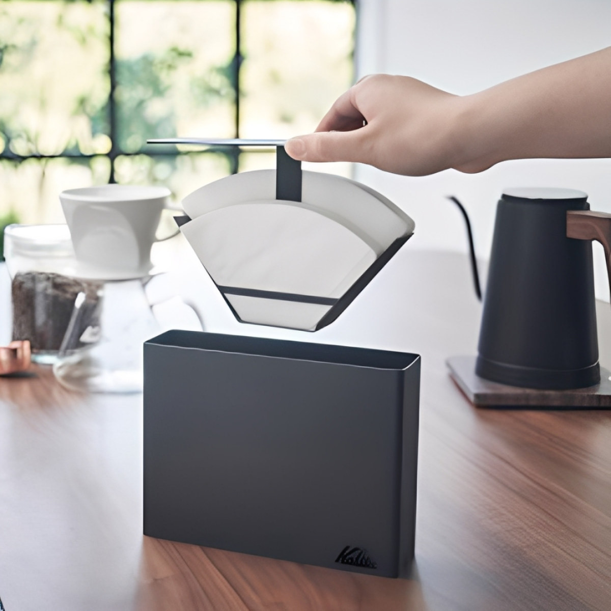 Kalita カリタ コーヒーフィルターケース BK ( 100枚収納可能 スチール コーヒー フィルター ロシ 濾紙 ろし 収納 収納ケース おしゃれ スタイリッシュ シンプル 101/102対応 )