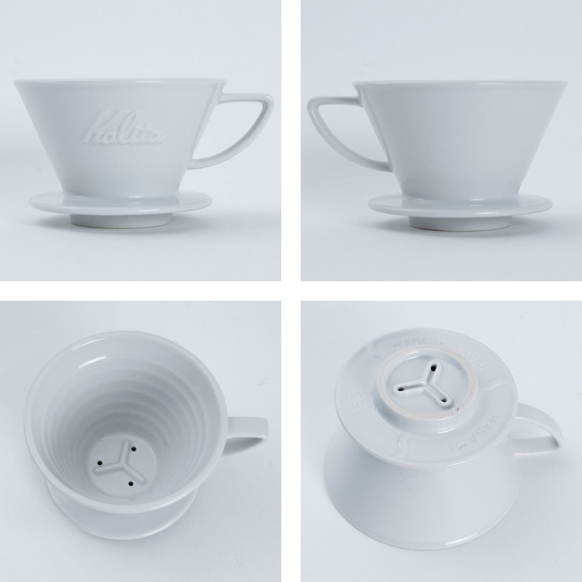 Kalita カリタ HA185 ドリッパー ウェーブ ( 2~4人用 磁器 波佐見焼 日本製 三つ穴構造 ドリップ コーヒー コーヒードリッパー おしゃれ シンプル 珈琲 用品 器具 コーヒーウェア ハンドドリップ 3つ穴 )