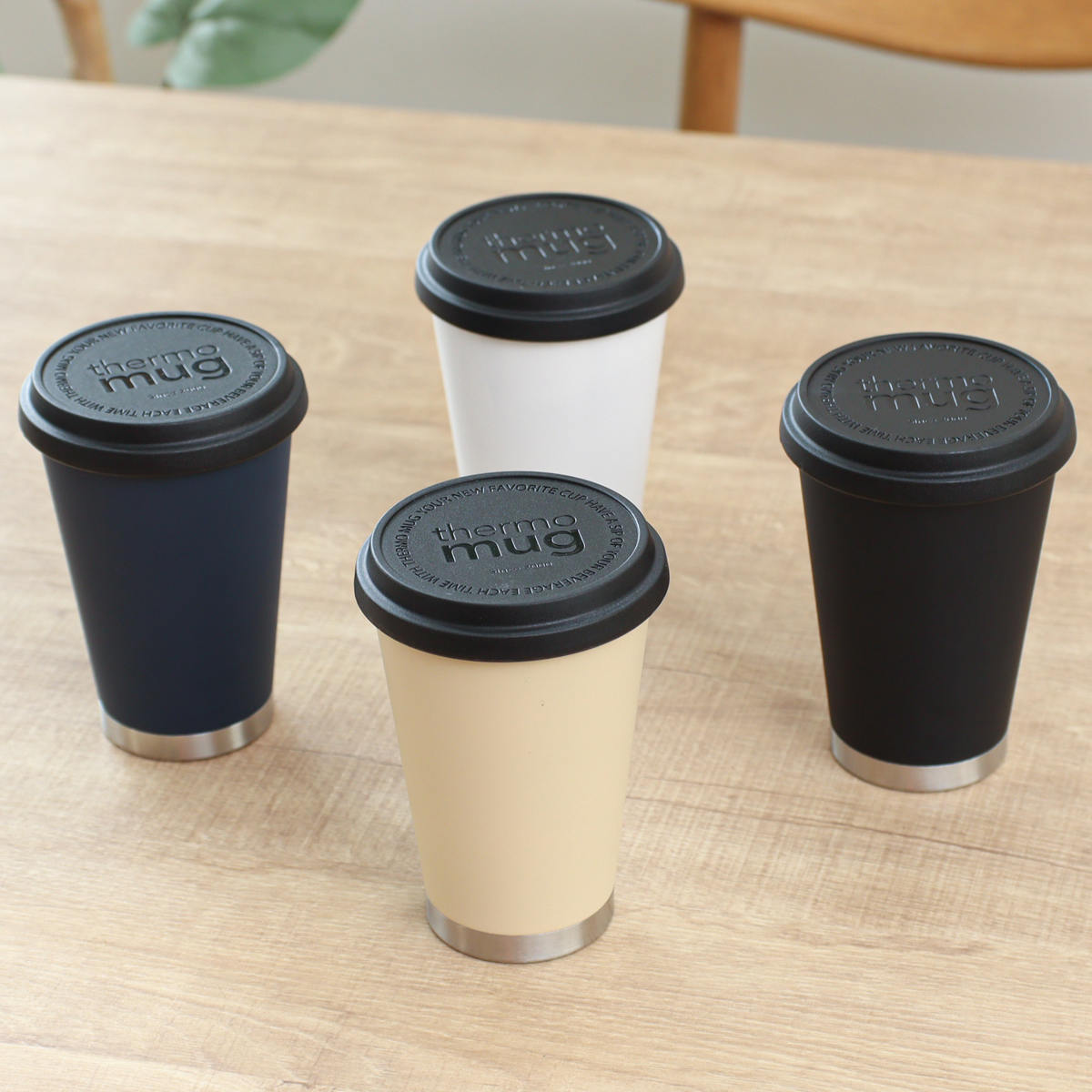タンブラー フタ付き 300ml thermo mug モバイルタンブラー ステンレス ( ステンレスタンブラー コップ カップ 真空二重構造 保冷 保温 ステンレス製 コーヒー 紅茶 珈琲 シンプル おしゃれ ) 【アイボリー】 アイボリー