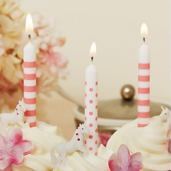 Dショッピング キャンドル パーティーキャンドル パーティースティックキャンドル ローソク ろうそく ケーキ用 ケーキキャンドル シンプル 可愛い かわいい ボーダー ドット ピンク 青 黒 飾り付け 飾り パーティーグッズ パーティー ブルー カテゴリ