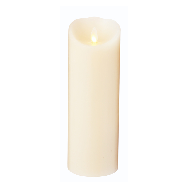 キャンドル 直径7.8×22.6cm ルミナラピラー LED ( ledキャンドルライト 間接照明 キャンドルライト インテリアライト ゆらぎ リアル 癒し リラックス 電池式 安全 おしゃれ リビング 寝室 無香 タイマー ベッドサイド )