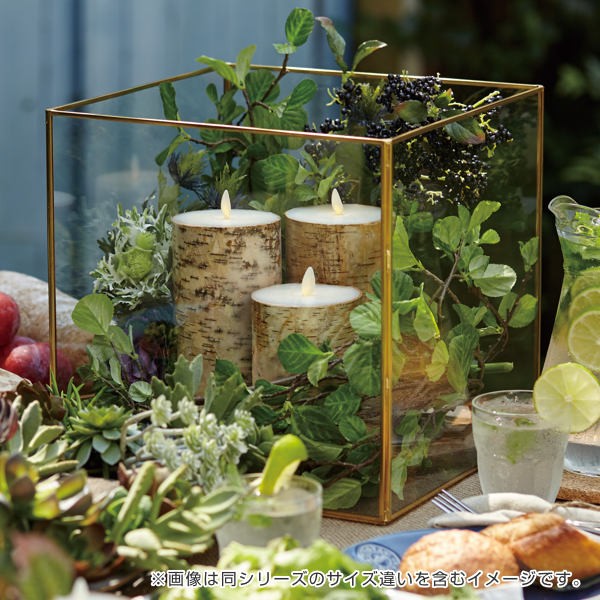 キャンドル LED LUMINARA ルミナラバーチピラー 3.5×4インチ ゆらぎ ( キャンドルライト LEDキャンドル コードレス タイマー led luminara キャンドルタイプ インテリアライト 電池式 木目調 おしゃれ 寝室 リビング )