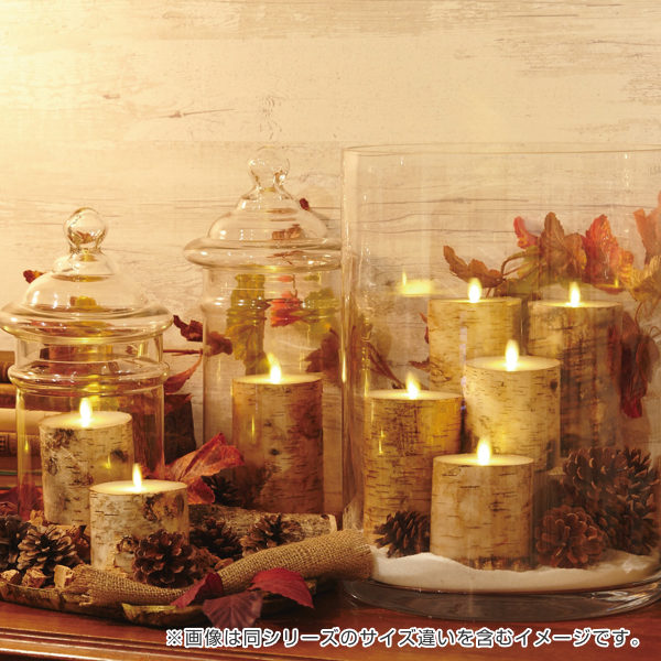 キャンドル LED LUMINARA ルミナラバーチピラー 3.5×4インチ ゆらぎ ( キャンドルライト LEDキャンドル コードレス タイマー led luminara キャンドルタイプ インテリアライト 電池式 木目調 おしゃれ 寝室 リビング )